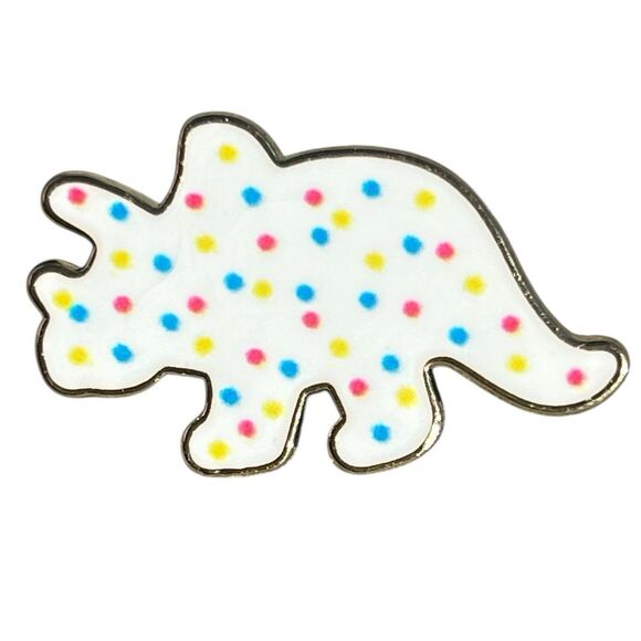 Dinosaur White Frosted Animal Cookie Enamel Pin - Picture 2 of 9